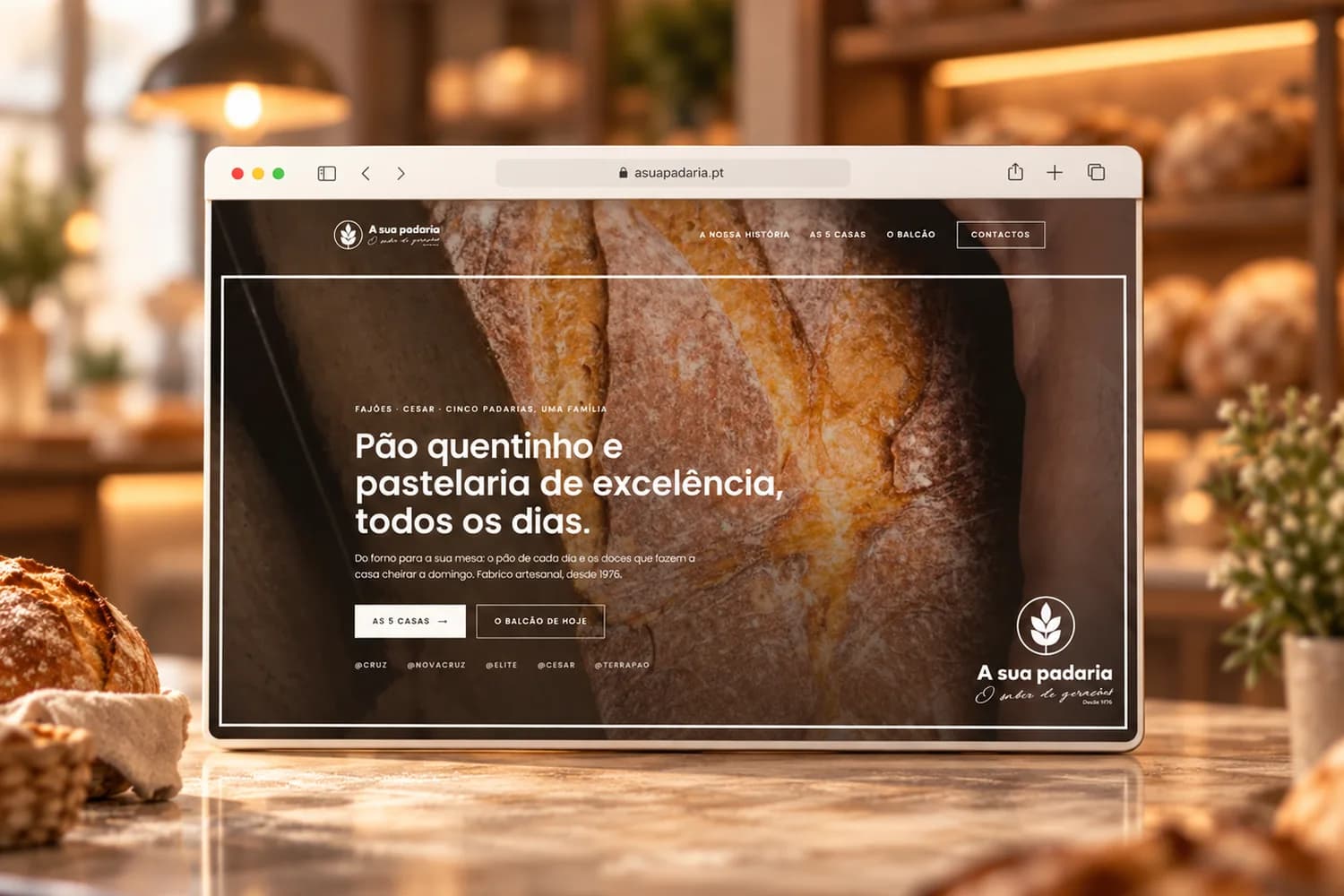 Projeto A sua padaria — Website, feito pela 3HASH