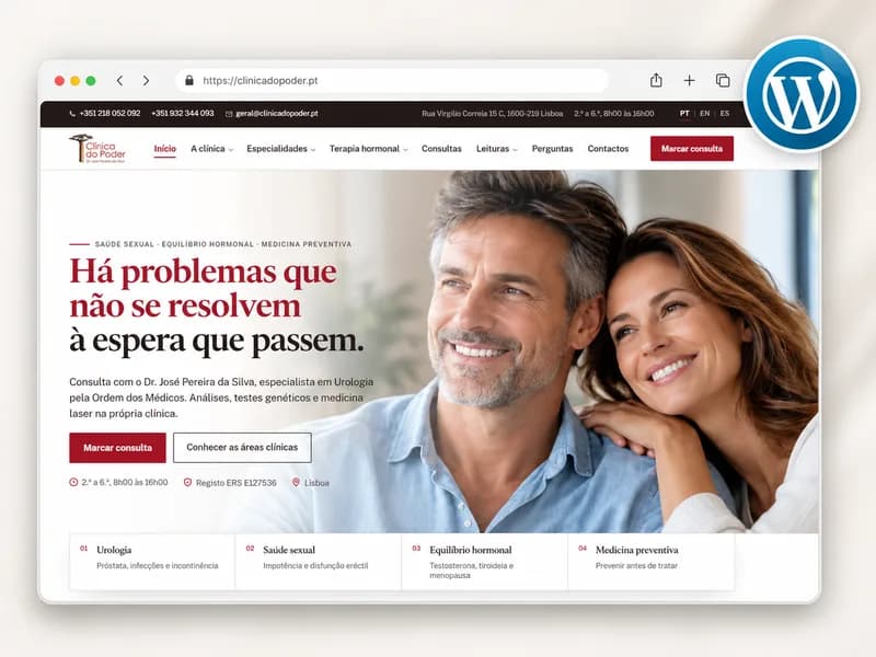 Projeto Clínica do Poder — Website, feito pela 3HASH