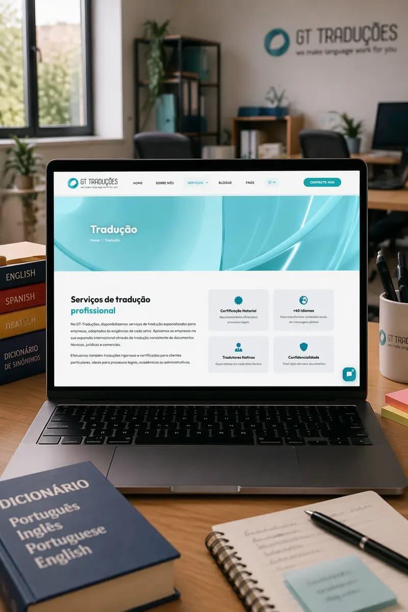 Projeto GT Traduções — SEO, feito pela 3HASH