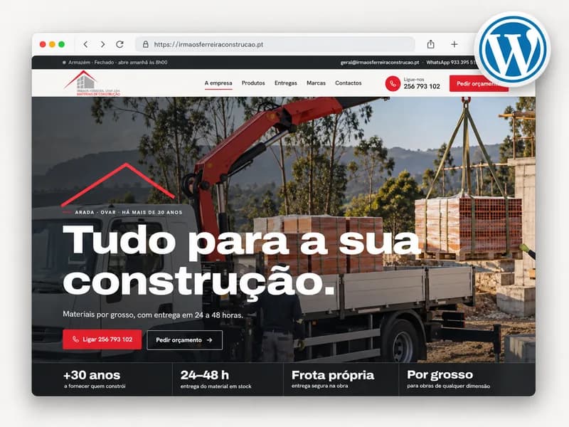 Projeto Irmãos Ferreira — Website, feito pela 3HASH