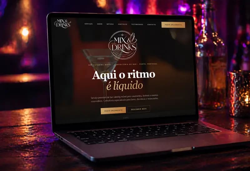 Projeto Mix & Drinks — Website, feito pela 3HASH