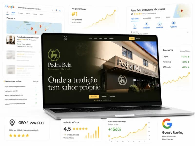 Projeto Pedra Bela — SEO & GEO, feito pela 3HASH