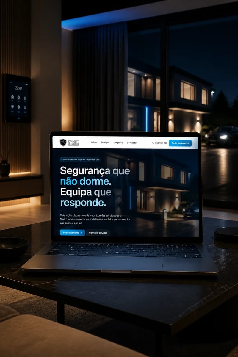 Projeto Synet Solutions — Website, feito pela 3HASH