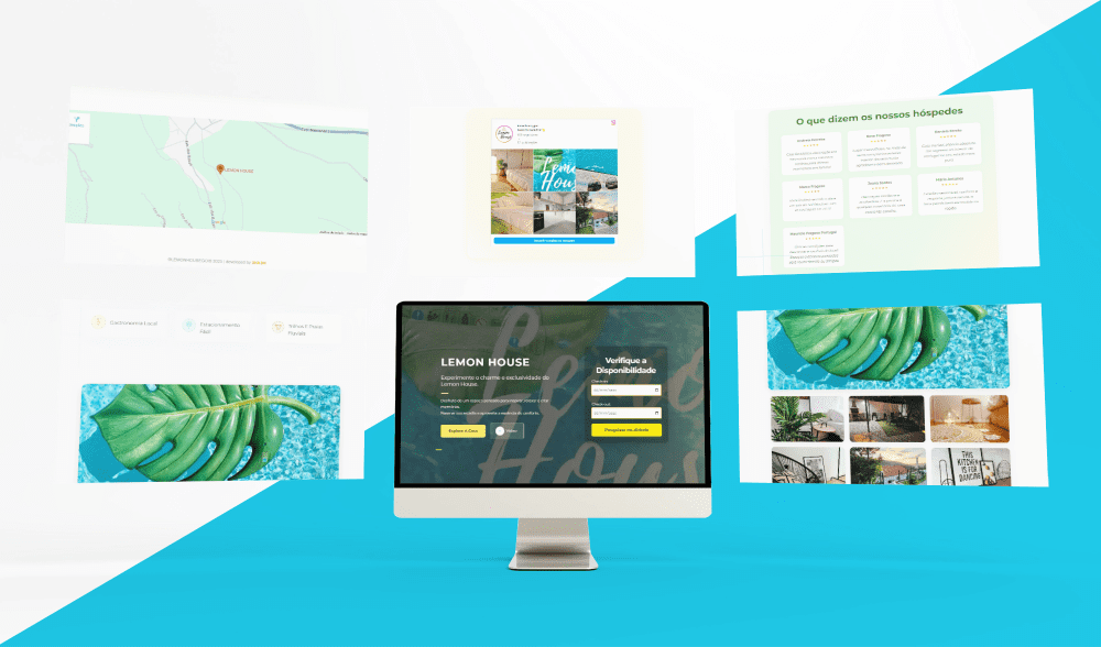 WEB - Lemon House Góis - Six Computer screen interface with website presentation mockup